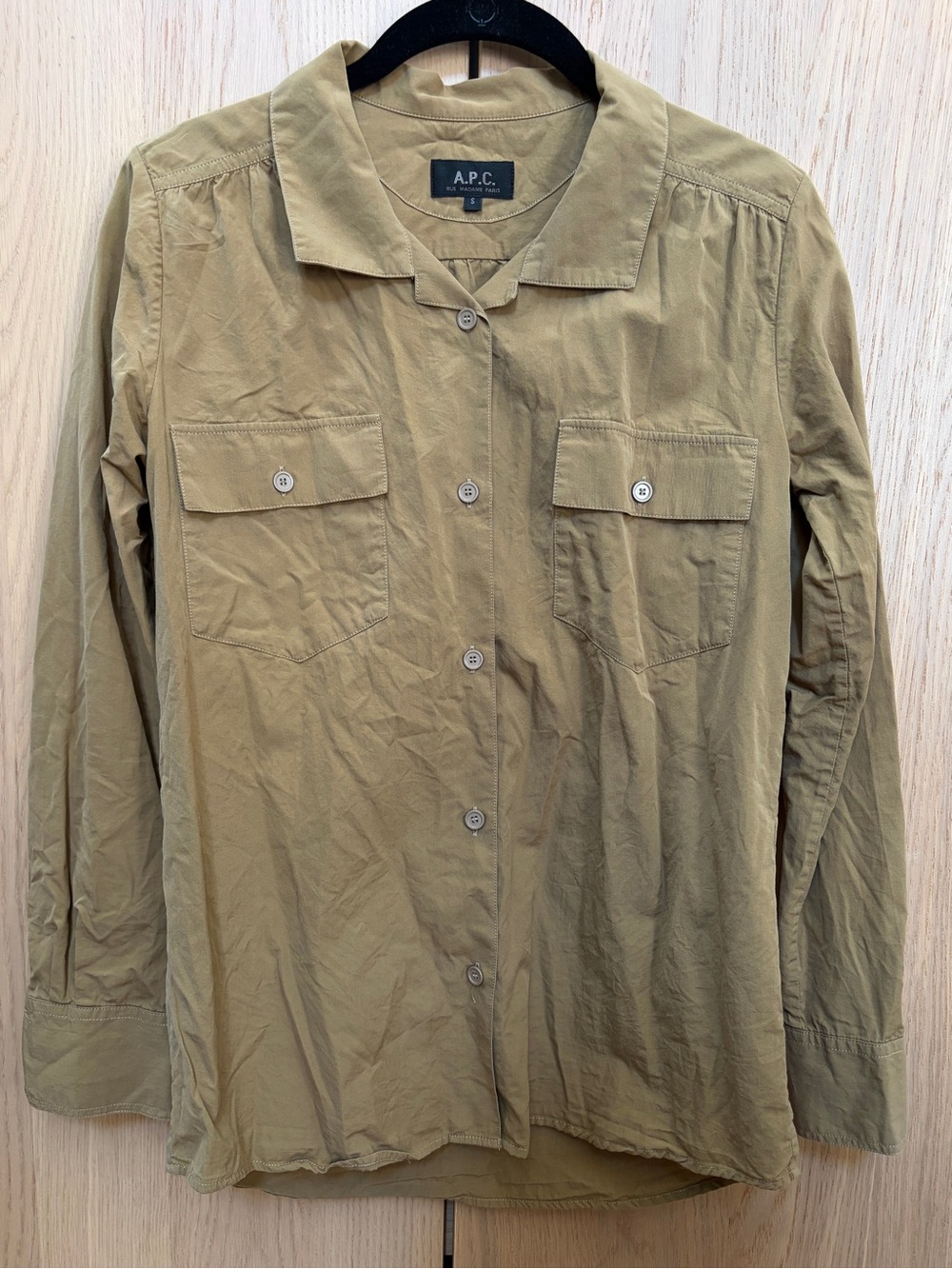 A.P.C. Lightweight Button-Front Shirt Jacket in Khaki